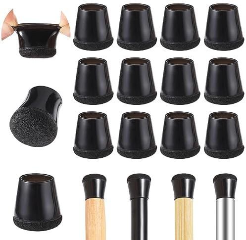 PAEFIU 40 Stück Stuhlbeinkappen, Filzgleiter für Stühle, 21-30MM Verdickte Stuhlbeinschoner Schutzkappen für Rund und Eckig Stuhlbeine zum Schutz von Böden (Mittelgroß, Schwarz)