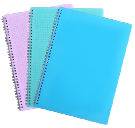 Irmanas Spiral-Notizblock, kariertes A4-Notizbuch, klein College-Schulbedarf, Taschennotizbuch für die Arbeit, ästhetisches Geschenk, Bürobedarf für Teenager, Mädchen und Jungen, 3 Stück