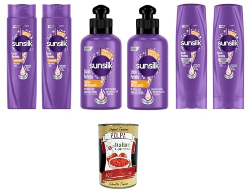 Testpaket SUNSILK Glatt, perfekt 2x Shampoo 250ml 2x Balsam 200ml 2x Perfect Smooth Detangling Cream 200ml+ Italian Gourmet polpa 400g