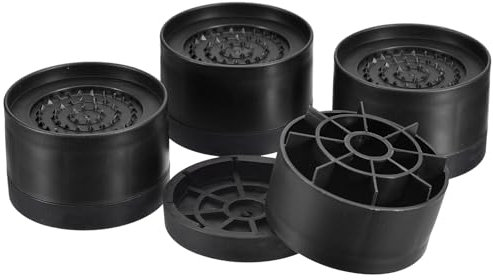 sourcing map Lot de 4 rehausseurs de meubles ronds réglables en hauteur de 5 cm pour cadre de lit, table, bureau, pieds de canapé, chaise, supporte 590,7 kg, noir