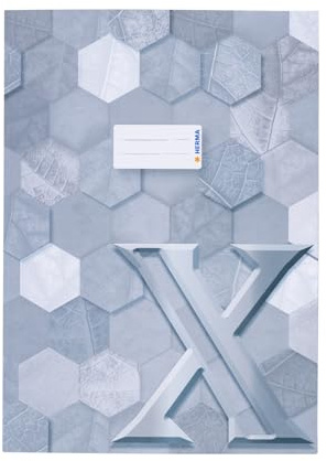 HERMA 20090 Heftumschlag A4 Karton Grau, veredelte Hefthülle mit Beschriftungsfeld aus stabilem & extra starkem Papier, Heftschoner mit Hexagon Muster Motiv für Schulhefte, farbig