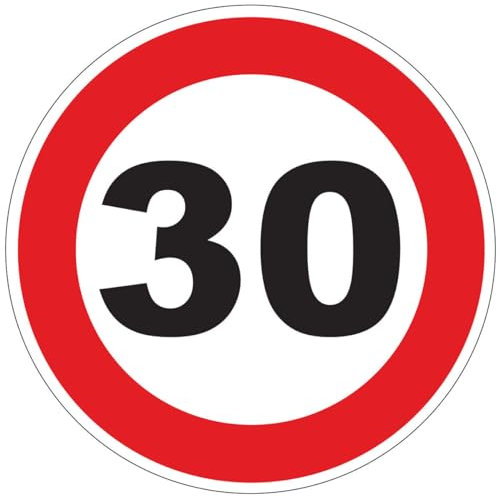 Autocollant Sticker Limitation de Vitesse Autocars Cercle Rouge - Tracteur Poids Lourds Disque limitation Vitesse Camion 30 KM/H adhésif - 10 cm Diamètre
