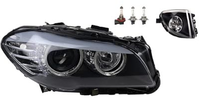 Johns, Scheinwerfer Halogen Front passend für BMW 5 F10 F11 03/2010-06/13 H7 H7 Rechts + Nebelscheinwerfer + Leuchtmittel