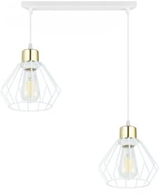 KAR LIGHTING Pendelleuchte 2-flammig aus Metall in Weiß mit Gold-Details, höhenverstellbar | E27 Fassung | LED geeignet | Hängelampe für Wohnzimmer, Esszimmer, Küche, Büro oder Schlafzimmer
