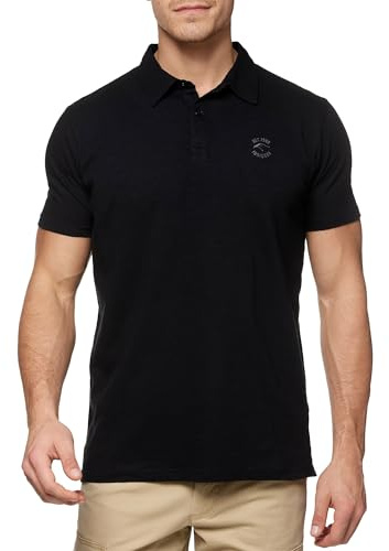 Indicode Herren INEddard Poloshirt aus 100% Baumwolle | Herrenpoloshirt Polokragen Baumwollshirt Black, M