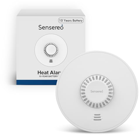 Sensereo 10 Years Standalone Heat Alarm, Heat Detector for homes & office, 10 Years Sealed-Battery with installation package included, Conforms to BS 5446-2:2003 Standard
