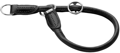 HUNTER Round & Soft Canadian UP Dressurhalsung | geschmeidiges Rindsleder, rundgenäht, fellschonend, nachhaltig, Made in Germany, Farbe: Schwarz, Größe: L