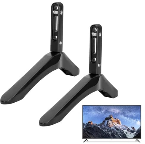 Support TV de table, support TV, support de table TV en métal, pieds TV, support TV, support TV, support TV, base TV sans perceuse de 2 pièces, support de table pour la plupart des téléviseurs LCD