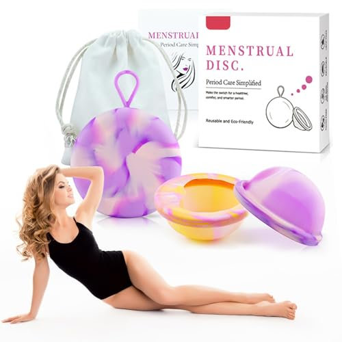 Dhqkqg 2 Pezzi Disco Mestruale, Coppetta Mestruale, Coppa Mestruale con Periodi Della Dimensione S+L, Coppetta Mestruale in Silicone Riutilizzabile, Per Donne Sport Nuoto E Intimità