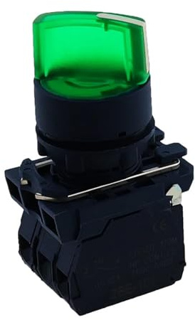 Waterproof Illuminated Selector Switch Rotary Switch Knob Switch Two or Three Position SB5 LA68S XB5 AK124B5 with Integral LED(Green,2 FIXED P. 2 NO_24V)