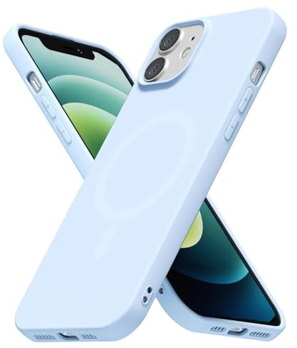 LoeoeL for iPhone 12/12 Pro Case Silicone Mag Safe, Compatible with Magsafe Ultra Slim Thin Magnetic Phone Case for Women Girls, Soft Rubber Gel Matte TPU Solid Color Minimalist Cover, Light Blue