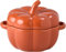 Pentola da forno olandese con coperchio, 400 ml, in ceramica, per la cottura, graziosa casseruola da dessert, a forma di zucca, mini casseruola a forma di zucca (arancione)