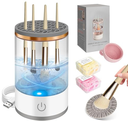 Nettoyeur Pinceau Maquillage, Nettoyant Pinceaux Maquillage Électrique, Nettoyage Pinceaux Maquillage Alimentation USB, Nettoyage Rapide, Automatique Nettoyeur Pinceaux Maquillage pour Tous Pinceaux