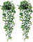 GJFWQC Artificial Hanging Plants,2 Packs Fake Hanging Plants with Pots,Small Flower Pots Artificial Plants, Indoor Household Plant Hanging, Green Artificial Decoration, Fake Flower Pot for Indoor