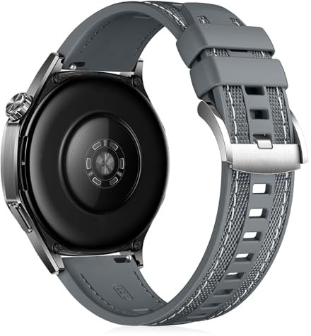 Niboow 22mm Cinturino per Huawei Watch GT 5 / GT 5 Pro/GT 4 / GT 3 46mm / GT Runner, Sport Morbido Silicone Sportivo Cinturini per Huawei Watch 5 / Watch 4 46mm / Watch 4 Pro 48mm - Grigio