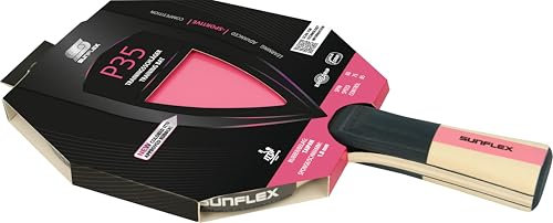 Sunflex® Color COMP P35 Tischtennisschläger | Trainingsschläger | Tischtennis Racket Bat | konkaver Griff | ITTF zertifizierter Pinker Belag 1,8mm Schwamm | für fortgeschrittene Spieler