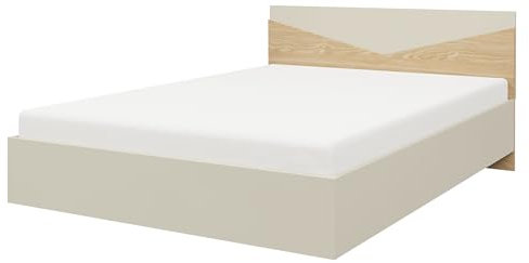 Mirjan24 Bett Alnino AO09, Doppelbett mit Lattenrost für Schlafzimmer, Bettgestell, Schlafmöbel, Ehebett 140 x 200 (Graubeige + Geölte Eiche)