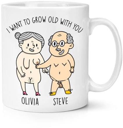 Personalised I Want to Grow Old with You 10oz Mug Cup Girlfriend Wife Husband Boyfriend Valentines Day