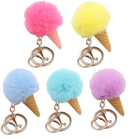 5 Stück Eisschlüsselkette, Kreativer Schlüsselbund, Lustiger Schlüsselbund, Niedlicher Plüsch -Schlüsselbund.