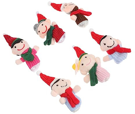 KOMBIUDA 6 Teiliges Familien Handpuppen Set Tragbare Elfen Fingerpuppen Bohnen Drehwürfel Weihnachts Handpuppen Set Netzteil Für Tätowiermaschinen Aufbewahrungs Organizer Für