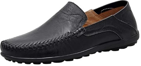 Mocasines Hombre Slip On - Suela Suave de Cuero Sin Cordones Para Conducción - Ligeros Grandes Talla Casuales - Cómodos y Planos Para Negocios