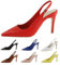 Slingback Pumps - Sandali da donna con tacco alto, con chiusura a fibbia, per feste, balli di fine anno, scarpe estive, Colore: rosso, 38 EU