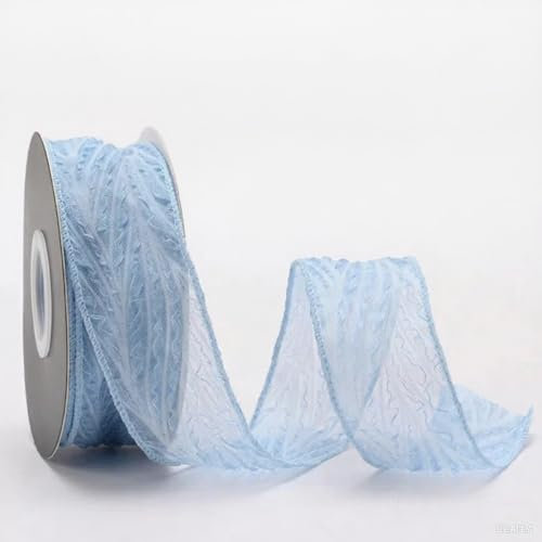 jijAcraft Blau Schleifenband mit Falten: 4CM Dekoband Hochzeit, 9m Organza Geschenkband, Transparentes Band für Geburtstagsfeier, Geschenkverpackung, Blumenstraußverpackung