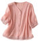 SHINEHUA Chemises en lin à manches 3/4 pour femme - Tunique ample et fluide - Décontractée - Pour femme, b-rose, L