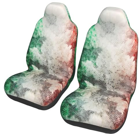 YOFIEN Italien-Flagge, 2-teilige Autositzbezüge, universeller Anti-Rutsch-Sitzschutz für Vordersitze