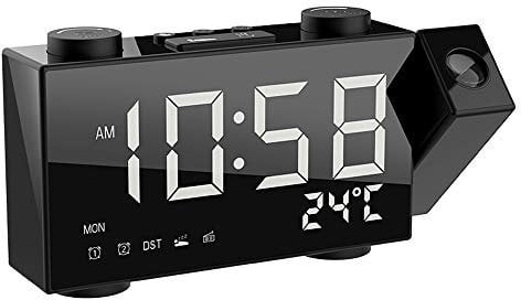 LCD Digital Projection Alarm Clock Radio-Controll Wireless Weather Multifunctional Station Clock With Date Dual Alarm Snooze Function