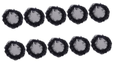 TOPPERFUN Unsichtbares Schwarzes Spitzen Haarnetz 10 Stück mit Elastischem Haarknotenhalter für Sicheren und Elegantes Frisurstyling Beim Ballett oder Tanz