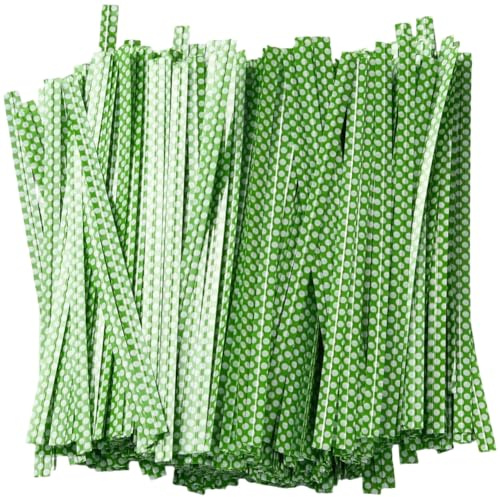 CREATCABIN 500 Stück Brotbeutel Drahtbinder 10cm Lang Gepunkteter Kunststoff Kabelbinder Verschließen Geschenkverpackungen Keksen Küche Bäckerei Süßigkeiten Partygeschenken Dekoration Gartenarbeit