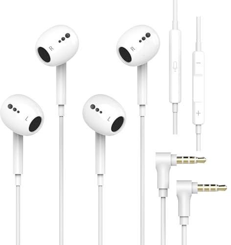 BLXSounds 2 Pack Wired Earbuds in-Ear Headphones, 3.5mm Jack Earphones with Microphone & Remote Control,【Clear Calls】 Nosie Isolation Ear Buds for iPhone,iPad,Android,Laptop,PC