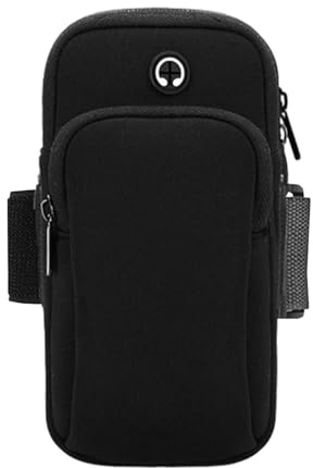 Phone Holder for Running, Universal Adjustable Arm Band Key Card Bag Fit Gym Jogging Hiking Running Exercise Walking Workout, Running Armband for Phone Under 7 Inch(Black)