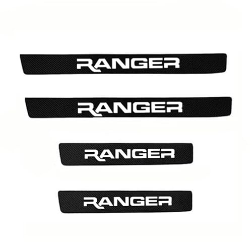 VAPORVERSE 4 Stück Auto Einstiegsleisten Schutz Lackschutzfolie für Ford Ranger T9 Raptor Wildtrak XLT XL XLT 2023 2024+ Zubehör mit Logo, Kohlefaser Türschweller Aufkleber,A
