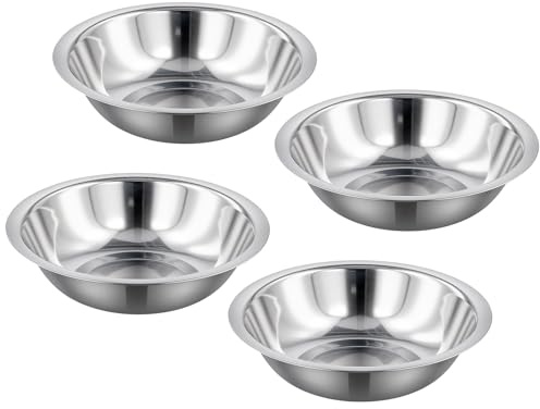 JAPCHET 4 Pcs 19.5 x 5.7cm 304 Stainless Steel Mixing Bowl, 8 Inch Metal Mixing Bowl for Home Kitchen