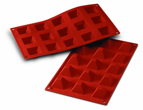 silikomart | SF008 Moule en Silicone pour PYRAMID Monoportions, antiadhésif, 15 cavités, Lot de 1 Moule à gâteau, 36 x 36 h 22 mm, Made in Italy