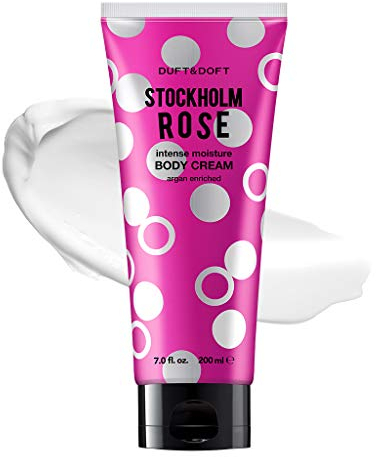 DUFT & DOFT Intense Moisture Body Cream - STOCKHOLM ROSE - Bodylotion mit Argan Öl und langanhaltenden Duft, 200 ml