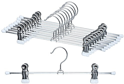 MAWA von Reston Macan Lloyd Antirutsch Platzspar Kleiderbügel für Hosen & Röcke mit Zwei Clips, weiß, Set of 10