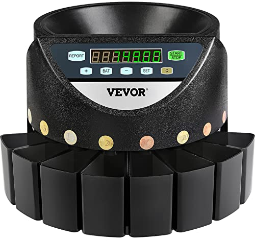 VEVOR Münzsortierer für Alle Euro- und Cent-Münzen Elektrische Geldzählmaschine Profil Münzzähler Mit Spardose Compteuse Trieuse De Pieces