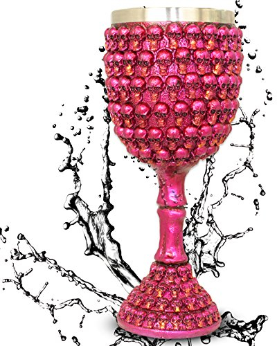 mtb more energy Kelch ''Faces of Death'' - Becher (160ml) aus Schädeln mit Knochenstiel - Pink - Höhe 18.5 cm - Deko Horror Fantasy