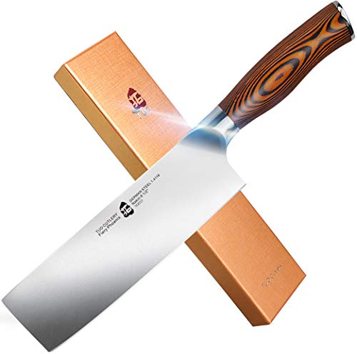 TUO Nakiri Messer Japanisches Kochmesser 16.5cm Deutsches Edelstahl Küchenmesser mit Pakkawood Griff-Fiery Phoenix Series