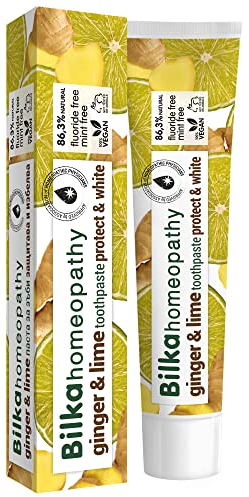 Bilka Homeopathy Ingwer & Limette Zahnpasta, Natürlicher Schutz von Zahnschmelz und Zahnfleisch, Fluoridfrei, Mentholfrei, Zuckerfrei, 1x75ml