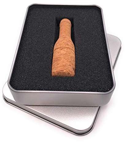 Onwomania Flaschenkorken echt Kork Flasche Propf USB Stick in Alu Geschenkbox 16 GB USB 2.0