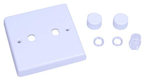 Varilight WQ2W White Plastic 2 Gang Dimmer Plate Only + Dimmer Knobs