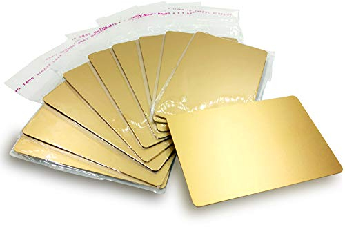 ebamaz Metall Business Visitenkarten aus Eloxiertes Aluminium Legierung 86 x 54 x 0,8 mm (Gold, Blanko, 10 Stück)