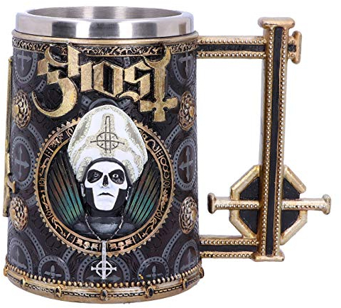 Nemesis Now Chope en résine avec inscription « Papa Emeritus III » en acier inoxydable B4857P9