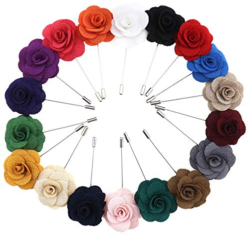 OTOTEC 18-teiliges Blumen-Anstecknadel-Set für Herren, Rosen-Blume, Boutonniere, handgefertigt, für Hochzeit, Party