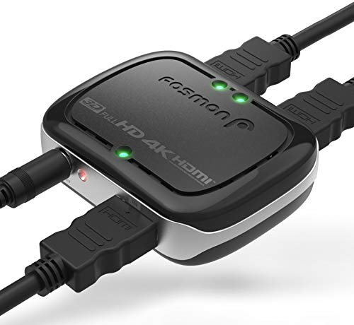 Fosmon HDMI Splitter 4K UHD 1 auf 2, Unterstützung 4K 30Hz Full 1080p 60Hz 3D HDCP, 1x2 HDMI Verteiler 1 in 2 Out mit Netzteil Kompatibel mit Xbox One PS3 PS4 Fire Stick Roku Apple TV HDTV Projektor