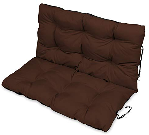 SuperKissen24. Sitzkissen Bankkissen Bankauflage für Gartenbank - 100x50 cm und Rückenlehne 100x60 cm - Outdoor und Indoor - braun